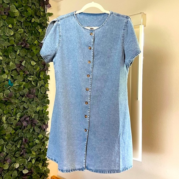 Noracora NWT Denim Jean mini Dress Button up front| Split Sleeves Size XL - Picture 5 of 11